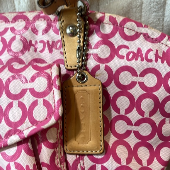 COACH Op Art Jacquard Pink Two Way Shoulder Bag and Crossbody Combo - Picture 4 of 16